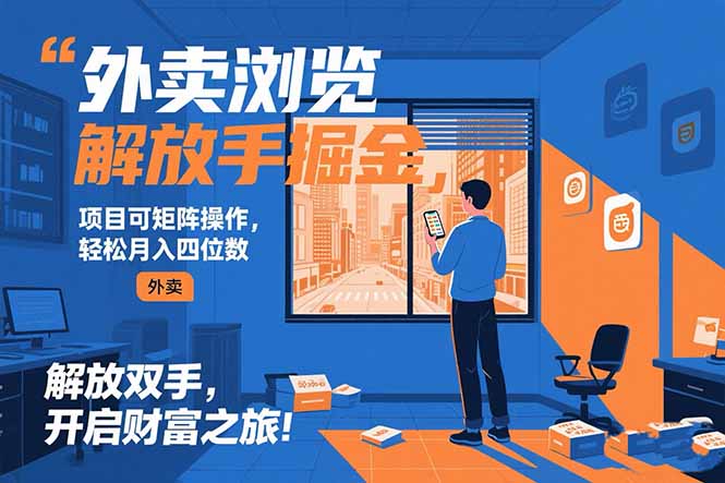 外卖浏览掘金项目 可矩阵操作 轻松日入500+-项目网