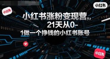 小红书涨粉变现营，21天从0-1做一个挣钱的小红书账号-项目网