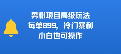 男粉项目高级玩法，每单899，冷门暴利，小白也可操作-项目网