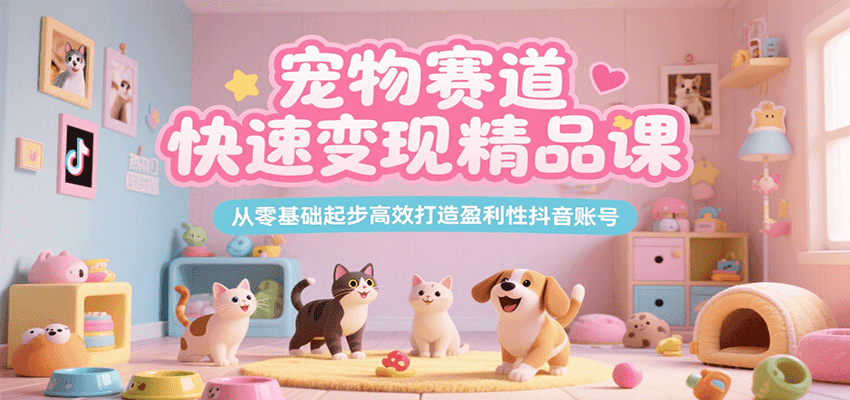 宠物赛道快速变现精品课，从零基础起步高效打造盈利性抖音账号-项目网