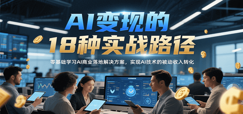AI变现的18种实战路径，零基础学习AI商业落地解决方案，实现AI技术的被动收入转化-项目网