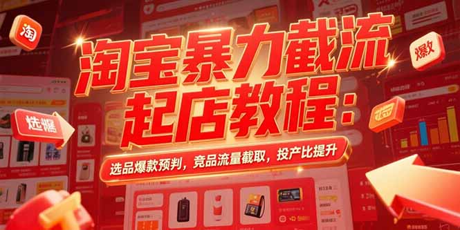 淘宝暴力截流起店教程：选品爆款预判，竞品流量截取，投产比提升-项目网