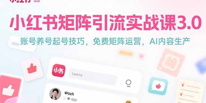 小红书矩阵引流实战课3.0：账号养号起号技巧，免裴矩阵运营，AI内容生产-项目网