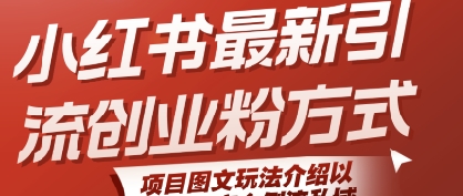 小红书最新引流创业粉方式，项目图文玩法介绍以及如何安全倒流私域-项目网