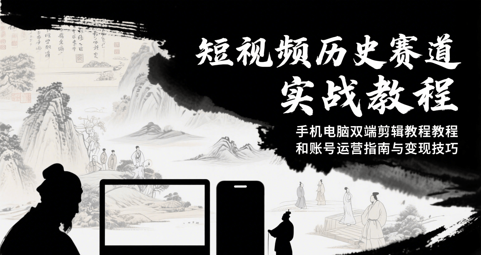 短视频历史赛道实战教程，手机电脑双端剪辑教程和账号运营指南与变现技巧-项目网