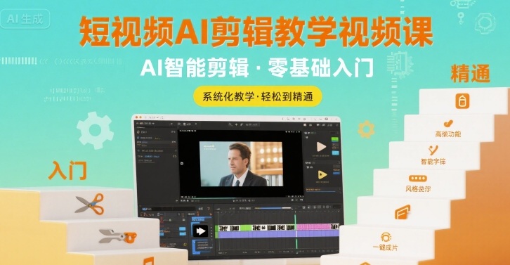 短视频AI剪辑教学视频课，入门到精通-项目网