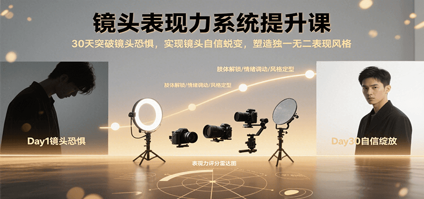 镜头表现力系统提升课，30天突破镜头恐惧实现自信蜕变，塑造独一无二表现风格-项目网