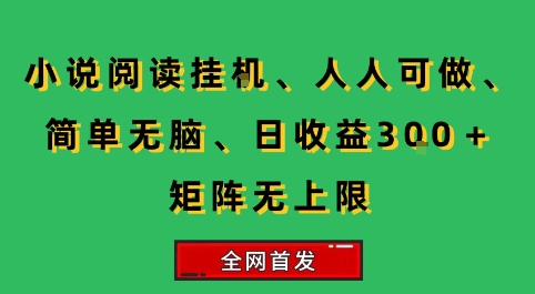 小说挂G阅读，人人可做，简单无脑，一天收益3张+矩阵无限上，全网首发【揭秘】-项目网