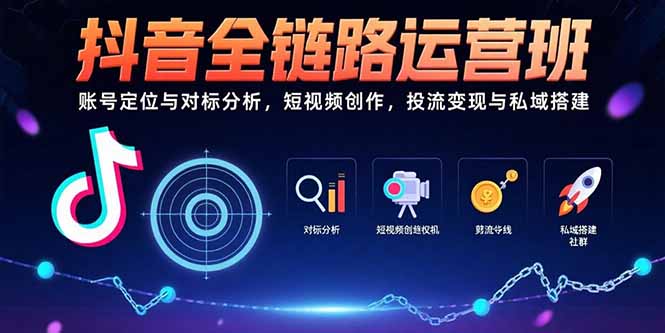抖音全链路运营班：账号定位与对标分析，短视频创作，投流变现与私域搭建-项目网