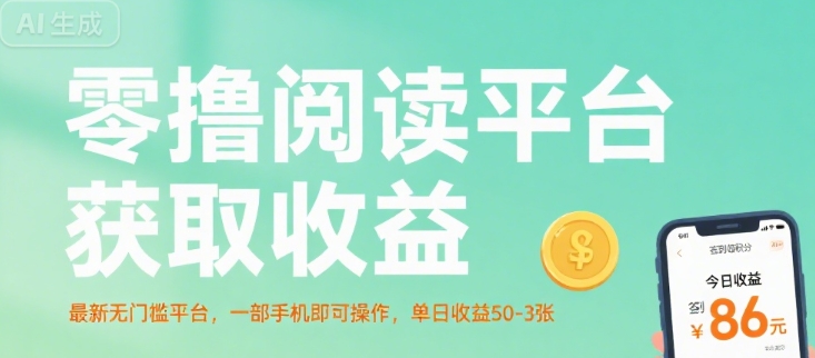 零撸阅读平台获取收益，最新无门槛平台，一部手机即可操作，单日收益50-3张【揭秘】-项目网