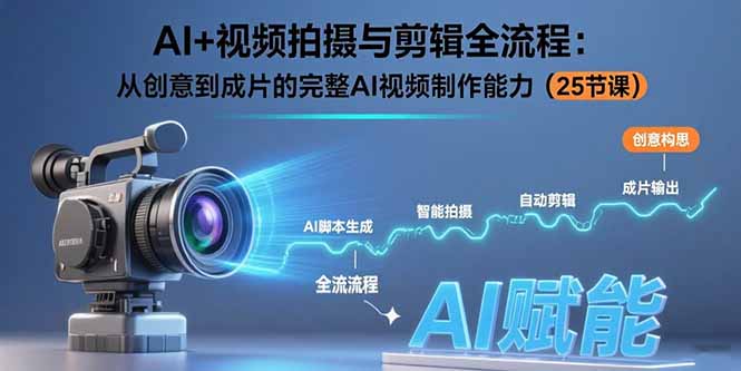 AI+视频拍摄与剪辑全流程：从创意到成片的完整AI视频制作能力(25节课-项目网