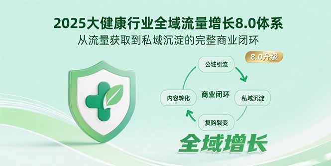 2025大健康行业全域流量增长8.0体系，从流量获取到私域沉淀的完整商业闭环-项目网