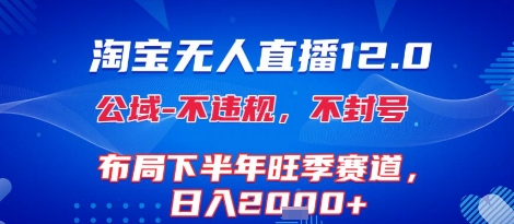 淘宝无人直播12.0，不封号，不违规，布局下半年旺季赛道，日入1k+(独家技术)【揭秘】-项目网