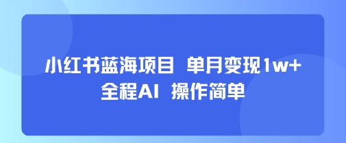 小红书蓝海项目 单月变现1w+ 全程AI 操作简单-项目网