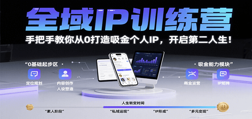 全域IP训练营，手把手教你从0打造吸金个人IP，开启第二人生！-项目网