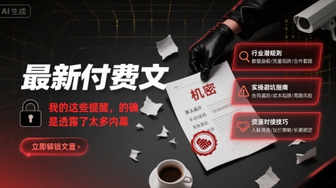 最新付费文：我的这些提醒，的确是透露了太多内幕-项目网
