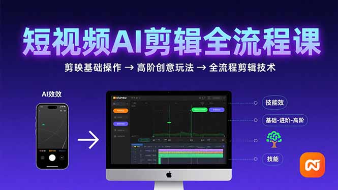 短视频AI剪辑技能，从剪映基础操作到高阶创意玩法，全流程剪辑技术-项目网