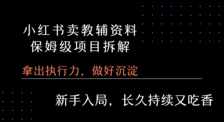 小红书卖小学教辅资料  保姆级项目拆解  1次课程彻底讲清楚!-项目网