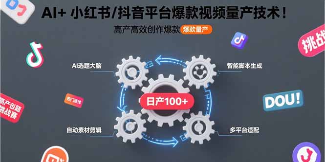 AI+小红书/抖音平台爆款视频量产技术：高产高效创作爆款视频！-项目网