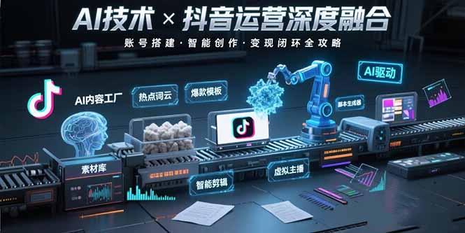 AI技术与抖音运营的深度融合应用：涵盖账号搭建、内容创作、收益变现等-项目网