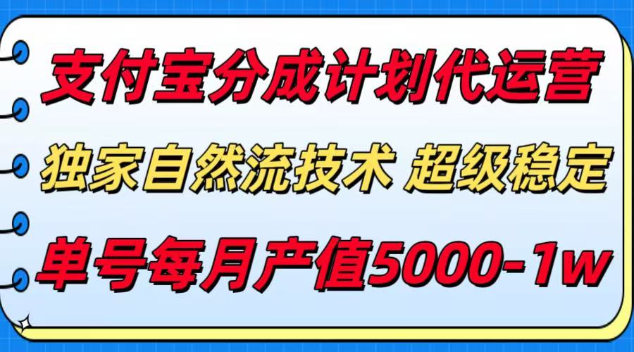 支付宝分成计划代运营，独家自然流技术，收益稳定，单号月产5000＋-项目网