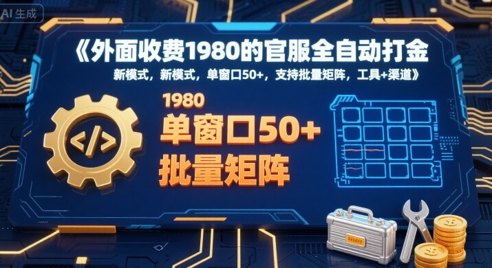 外面收费1980的官服全自动打金，新模式，单窗口50+，支持批量矩阵，工具+渠道【揭秘】-项目网