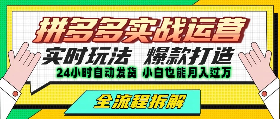拼多多最新实战运营高投产：长久稳定项目，单店利润一天三位数-项目网