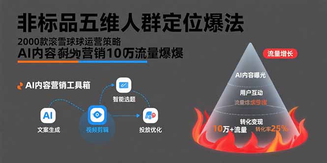 非标品五维人群定位法，2000款滚雪球运营策略，AI内容营销10万流量引爆-项目网