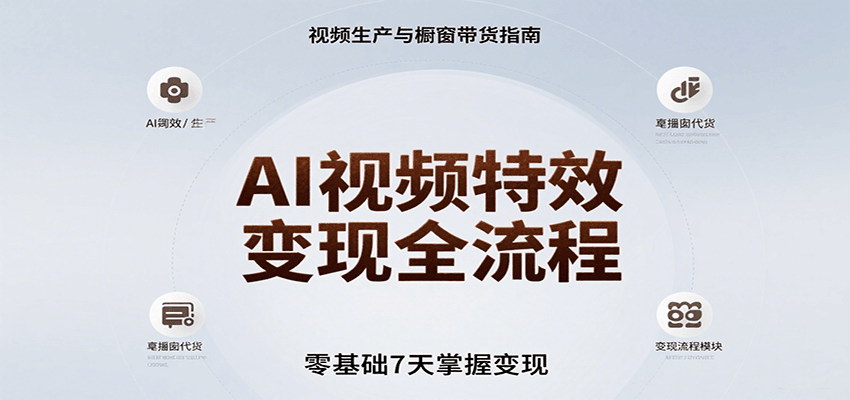 AI视频特效变现全流程，零基础7天掌握视频生产到橱窗带货变现-项目网
