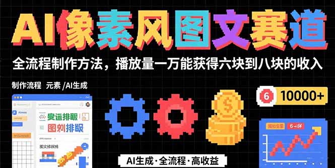 AI像素风图文赛道：全流程制作方法，播放量一万能获得6块到8块的收入-项目网
