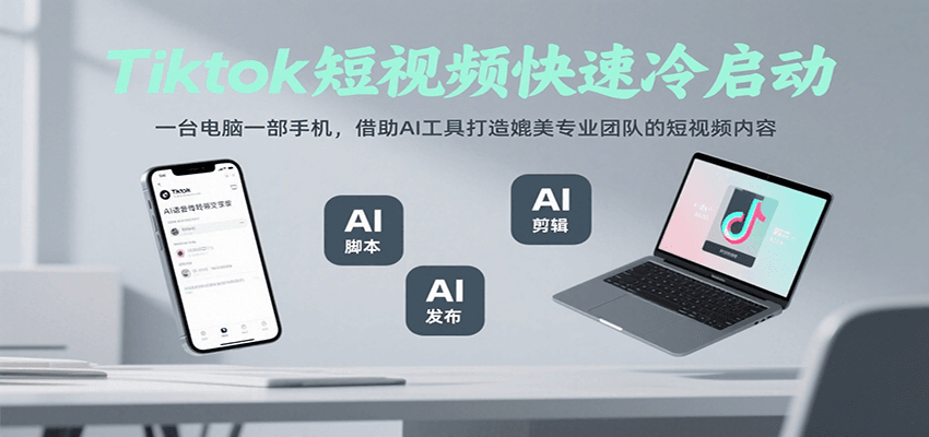 Tiktok短视频快速冷启动，一台电脑一部手机，借助AI工具打造媲美专业团队的短视频内容-项目网