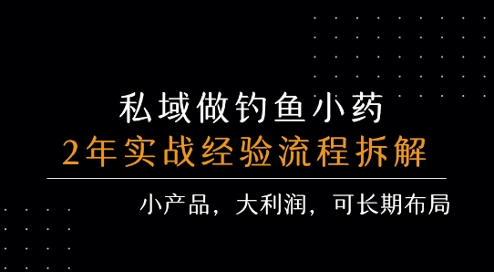 私域做钓鱼小药 每单利润3张+ 详细流程拆解-项目网