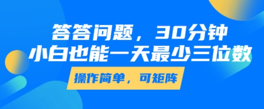 答答问题，30分钟，小白也能一天最少也有三位数，操作简单-项目网