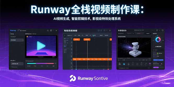 Runway全栈视频制作课：AI视频生成，智能剪辑技术，影视级特效处理系统-项目网