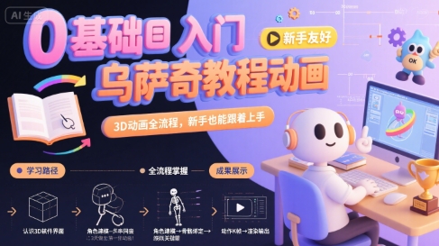 0基础入门乌萨奇教程动画，3D动画全流程，新手也能跟着上手-项目网