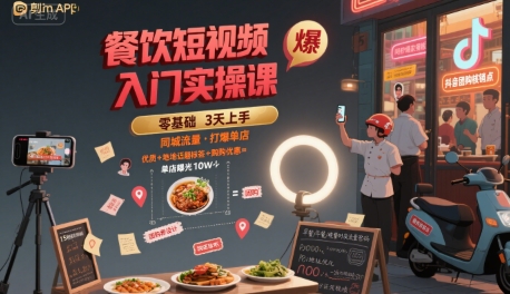 餐饮短视频入门实操课，引爆同城流量，打爆单店-项目网