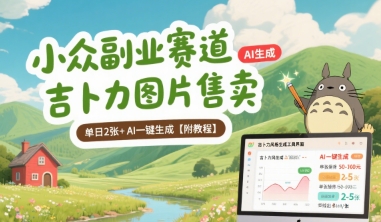 小众副业赛道 吉卜力图片售卖 单日2张+ AI一键生成【附教程】-项目网