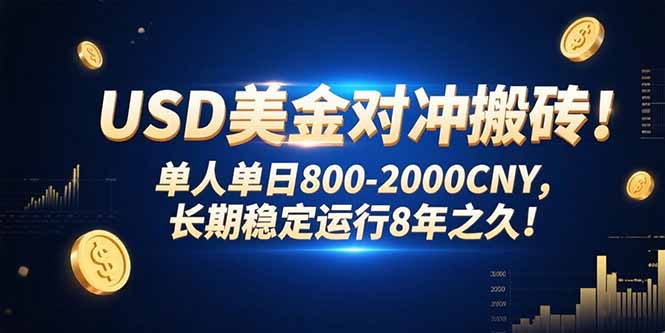 USD美金对冲搬砖!单人单日800-2000CNY，长期稳定运行8年之久!-项目网