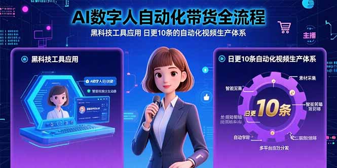 AI数字人自动化带货全流程：黑科技工具应用 日更10条的自动化视频生产体系-项目网