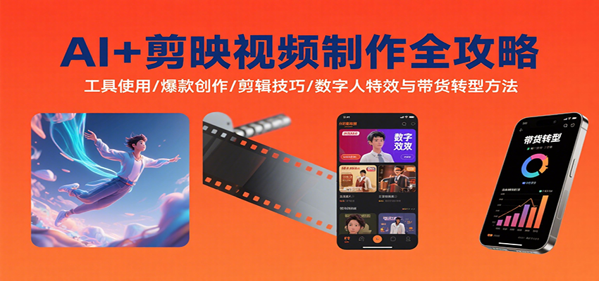 AI+剪映视频制作全攻略：工具使用/爆款创作/剪辑技巧/数字人特效与带货转型方法-项目网