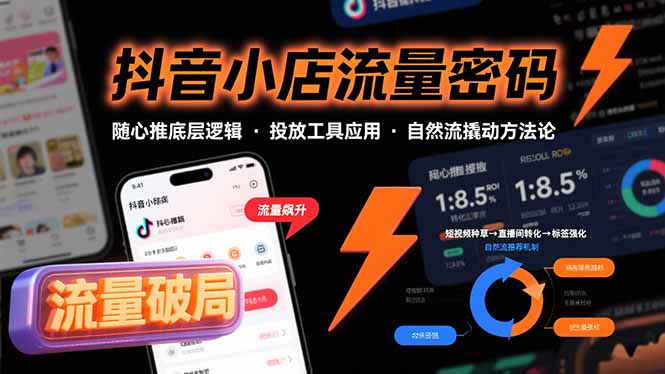 抖音小店流量密码，随心推底层逻辑，投放工具应用，自然流撬动核心方法论-项目网
