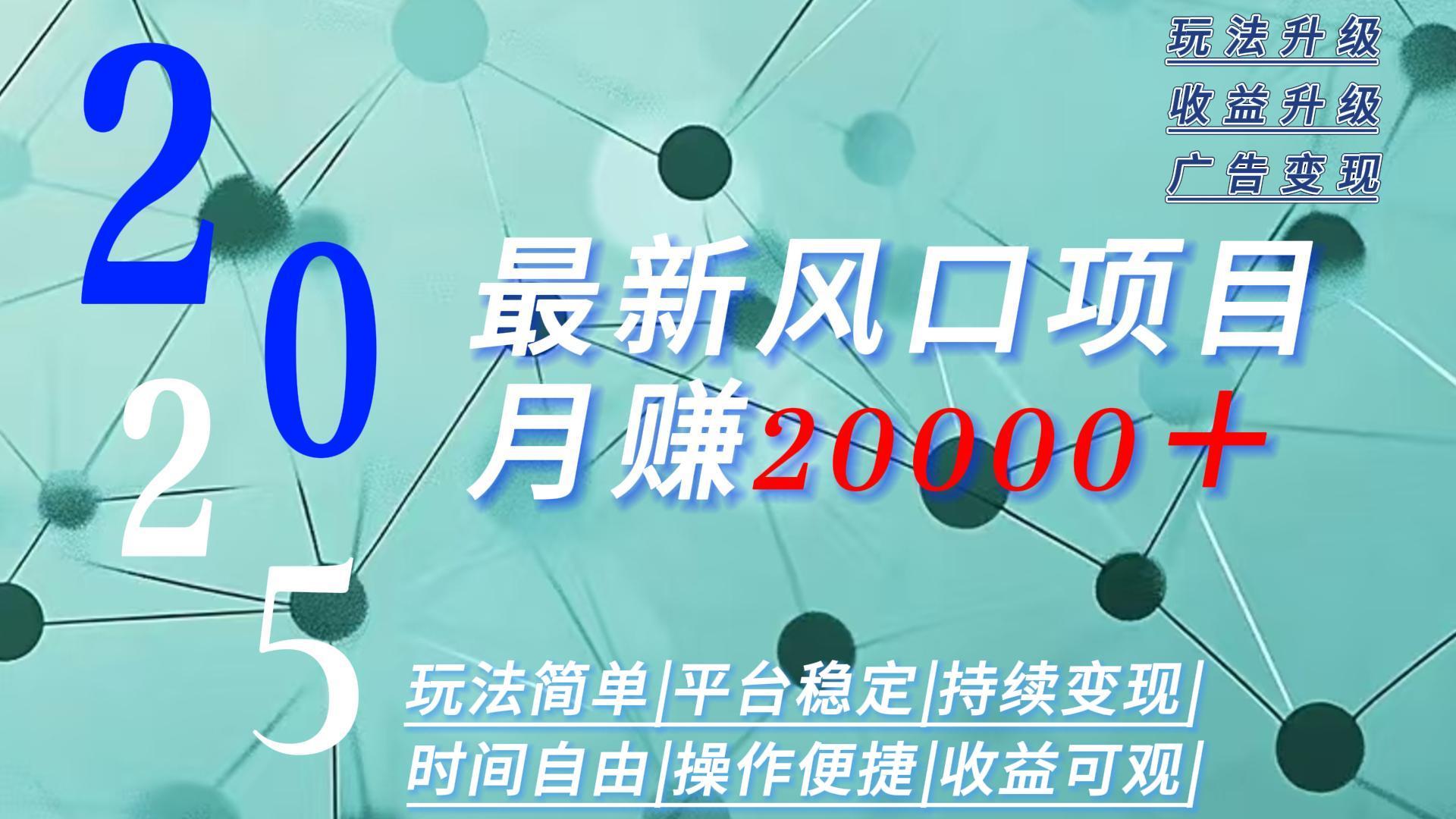 2025广告赛道新风口-月赚2W＋玩法简单，时间自由-项目网