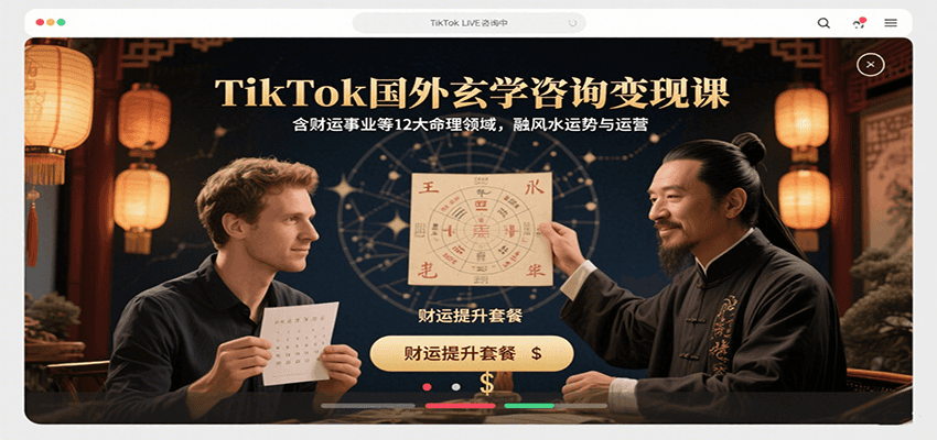 TikTok国外玄学咨询变现课，含财运事业等12大命理领域，融风水运势与运营-项目网