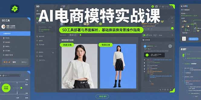 AI电商模特实战课，SD工具部署与界面解析，基础换装换背景操作指南-项目网