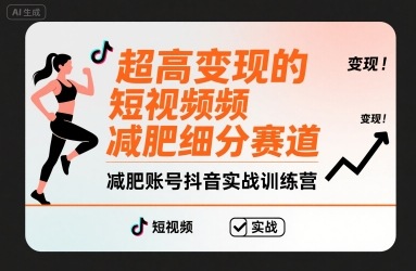 超高变现的短视频减肥细分赛道，减肥账号抖音实战训练营-项目网