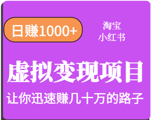 淘宝OR小红书虚拟变现，日赚1000+，多账号操作年收入几十W不等-项目网