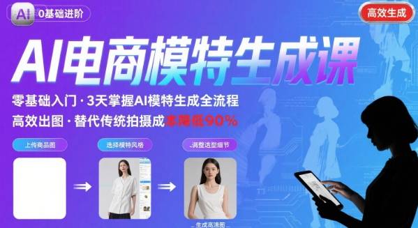 AI模特进阶课程，0基础高效生成逼真电商模特图-项目网