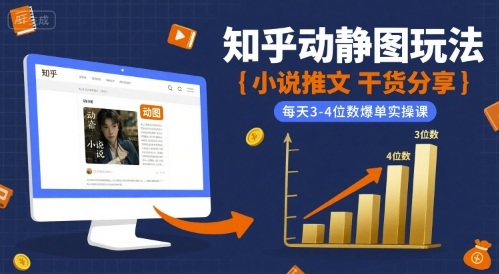 小说推文干货分享之知乎动静图玩法，每天3-4位数爆单实操课-项目网