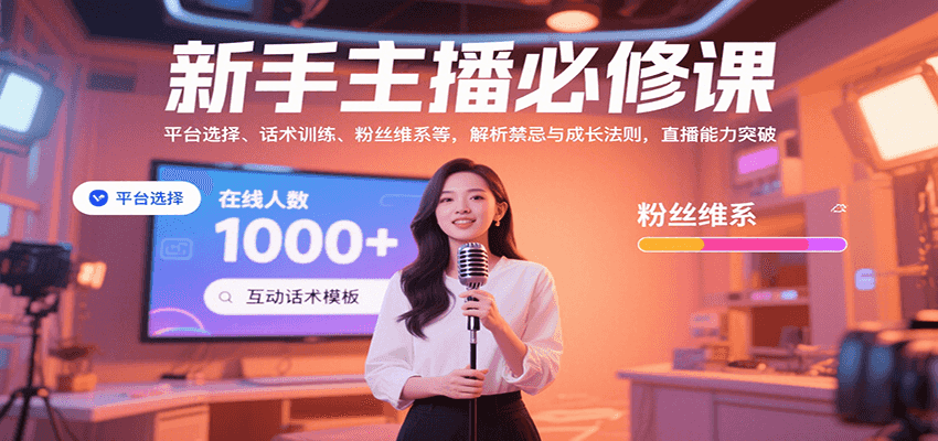 新手主播必修课：平台选择、话术训练、粉丝维系等，解析禁忌与成长法则，突破直播能力-项目网