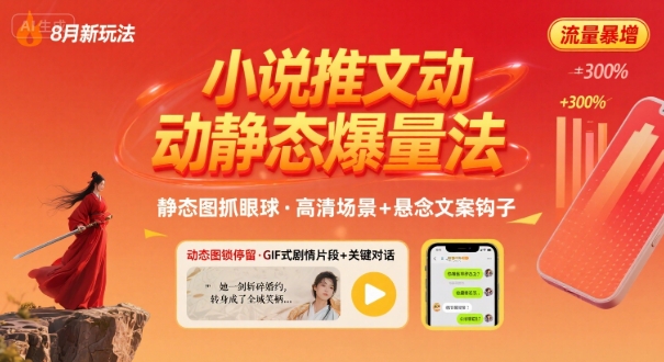 8月小说推文全新玩法，动静态图片+搭配小说文案爆量玩法-项目网